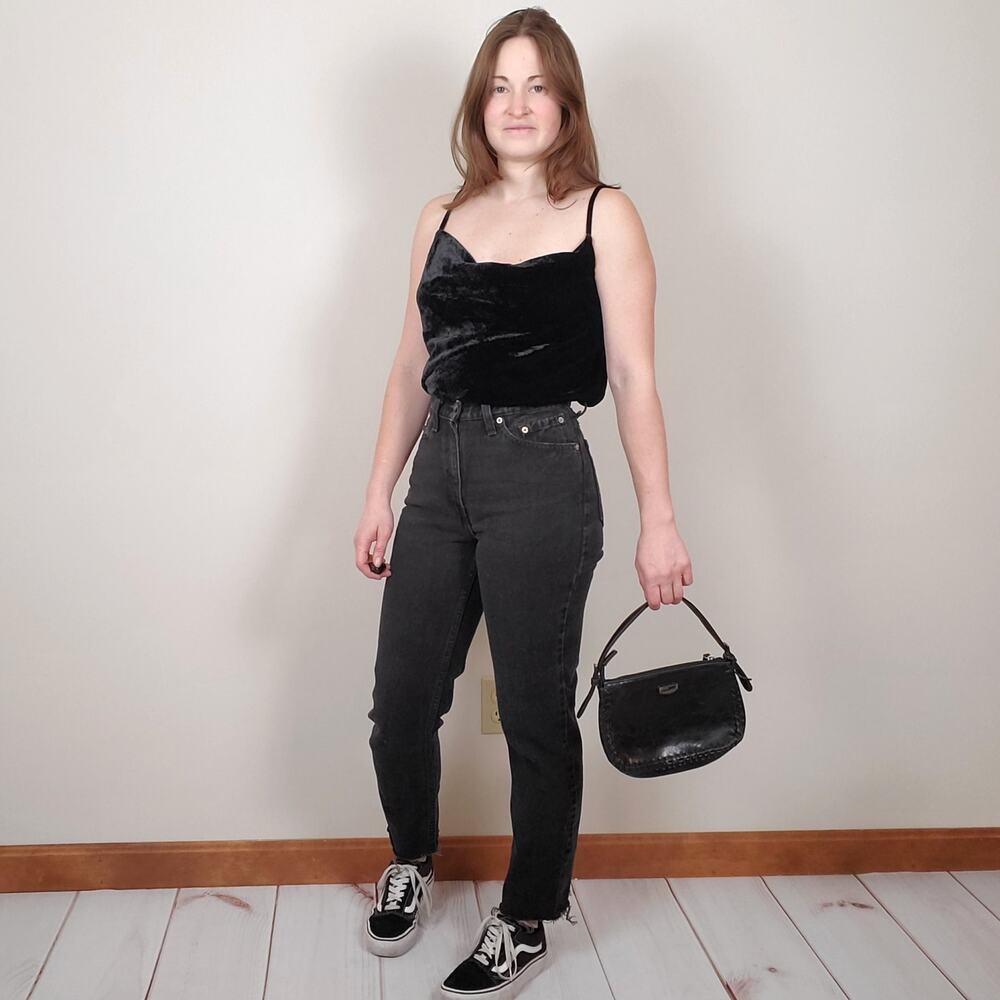 Vintage 90s Y2K Guess Leather Baguette Bag Black